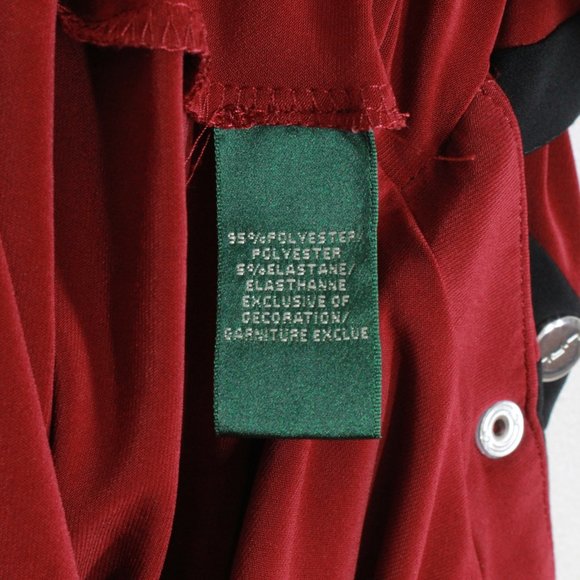 Ralph Lauren Red Sleeveless Snap Detailed Ruched Slimming Sheath Dress Size 4 - Picture 8 of 13